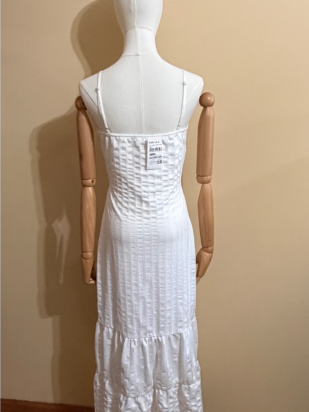 White Twist-Front Spaghetti Strap Maxi Dress - Picture 4 of 12